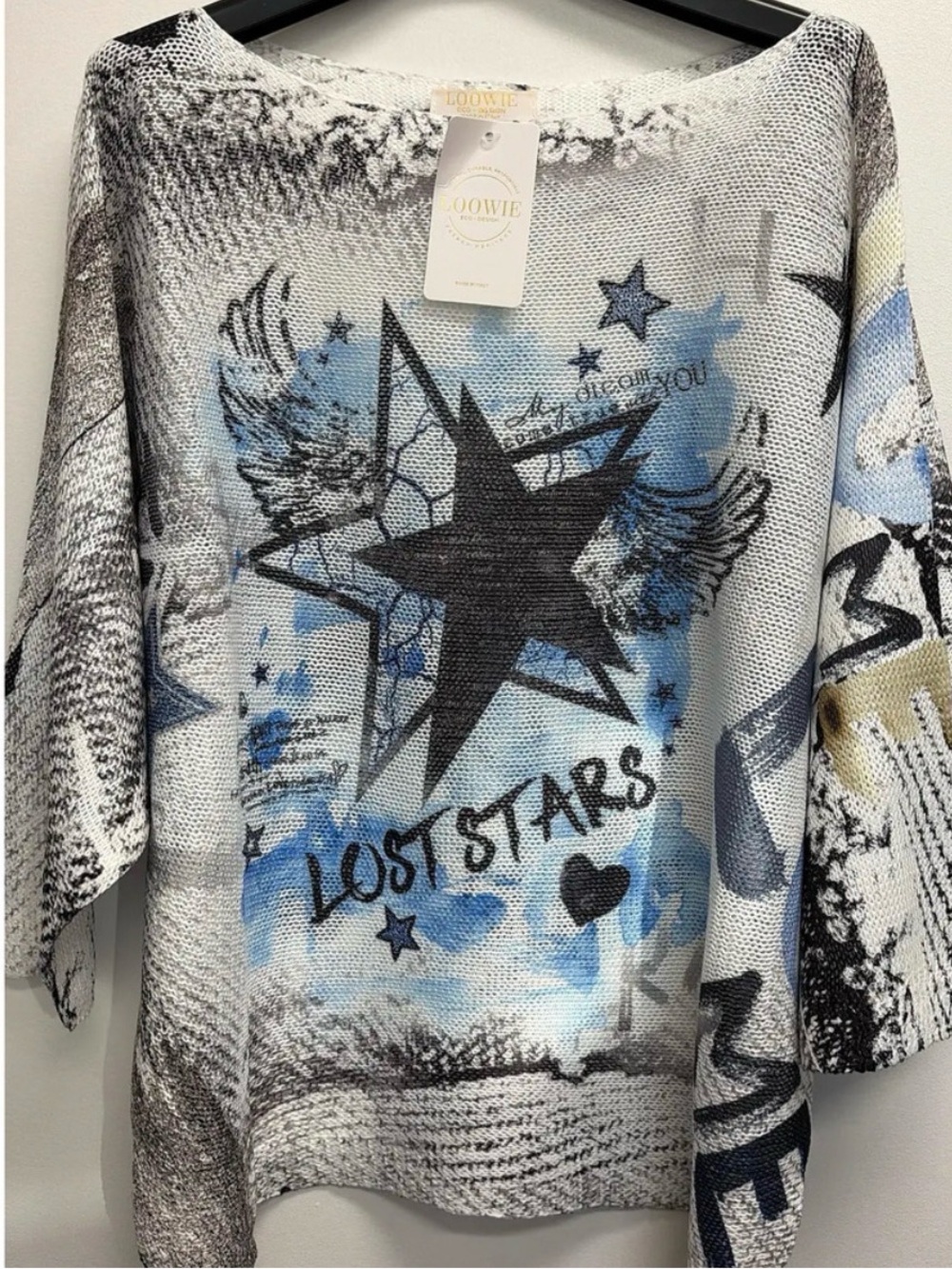 Loowie ‘Lost Stars' Blue & Black Graphic Women's Top